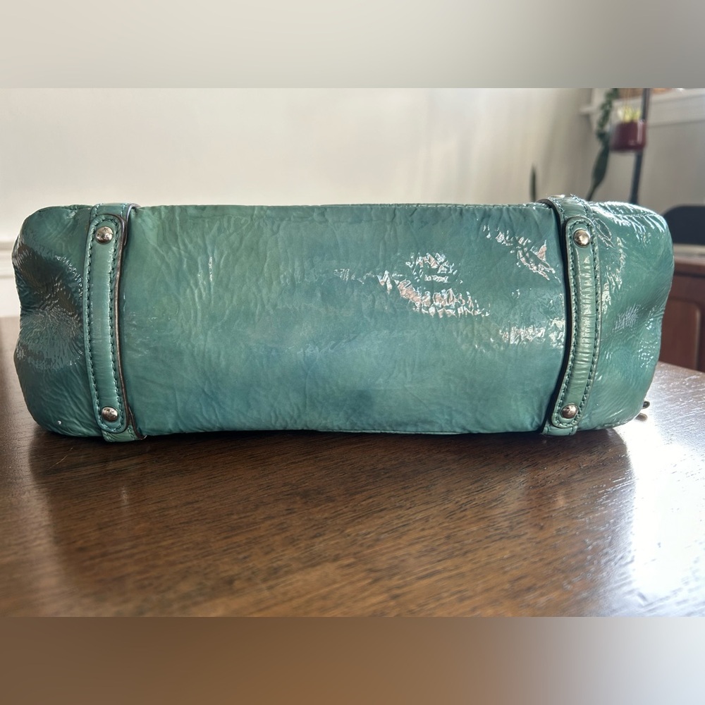 COACH Aubrey Tote Aqua Marine 2 Toned Patent Leather Shoulder Bag - Picture 5 of 14